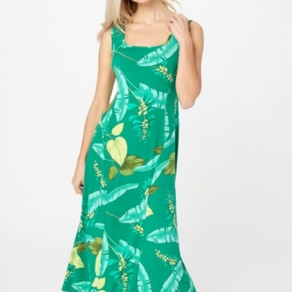 Susan Graver Dresses & Skirts - Susan Graver Liquid Knit sleeveless Midi Dress in Jungle Jade